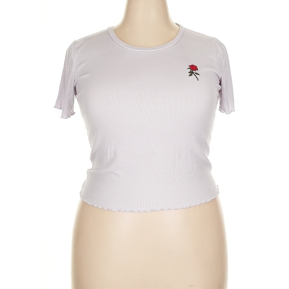 Wild Fable Light Blue Tee with Red Rose Accent